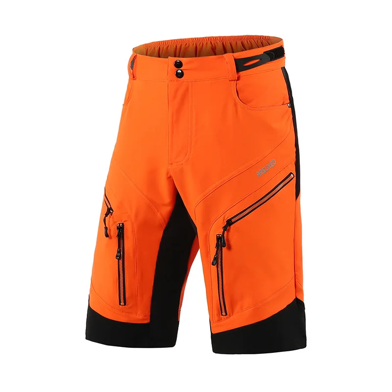 ARSUXEO, мужские велосипедные шорты, свободный крой, велосипедные шорты, спортивные шорты для улицы, MTB, горный велосипед, короткие штаны, водонепроницаемые, 1903 - Цвет: orange