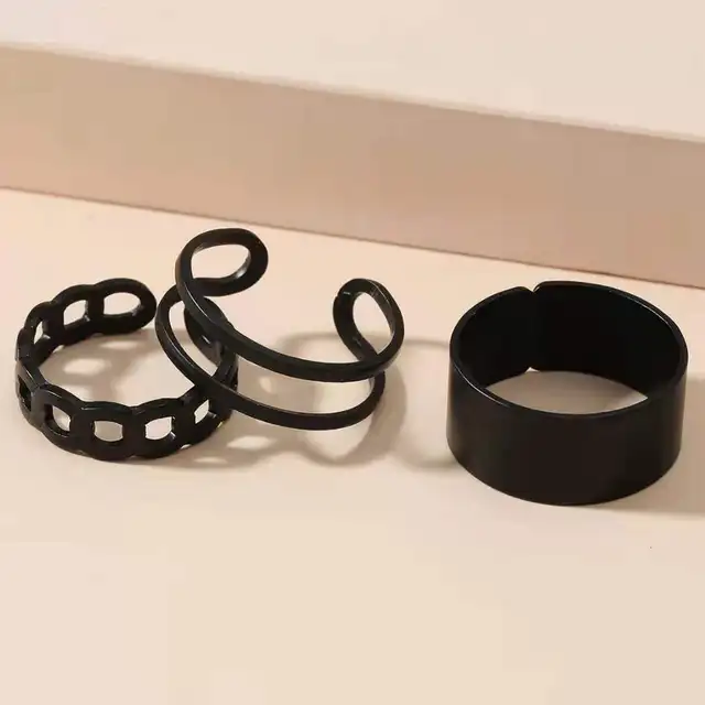 2Pcs Heart Magnet Couple Rings Punk Cuban Chain Charm Paired Rings For Lp Lovers Friend Adjustable Jewelry Party Gift Trend New Style 25  3PCS