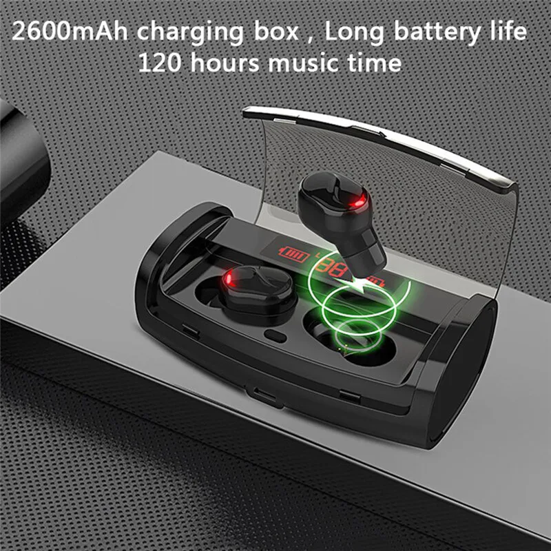 M18 Mini Waterproof Bluetooth Earphone TWS Wireless Earphones LED Power Display V5 0 Headphones with 2600mAh Charging Box