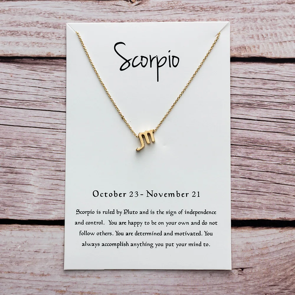Scorpio Gold Модная Звезда Знак зодиака 12 Созвездие Ожерелье s& ожерелье с подвесками для женщин длинное цепное ожерелье Бижу femme - Окраска металла: Scorpio Gold
