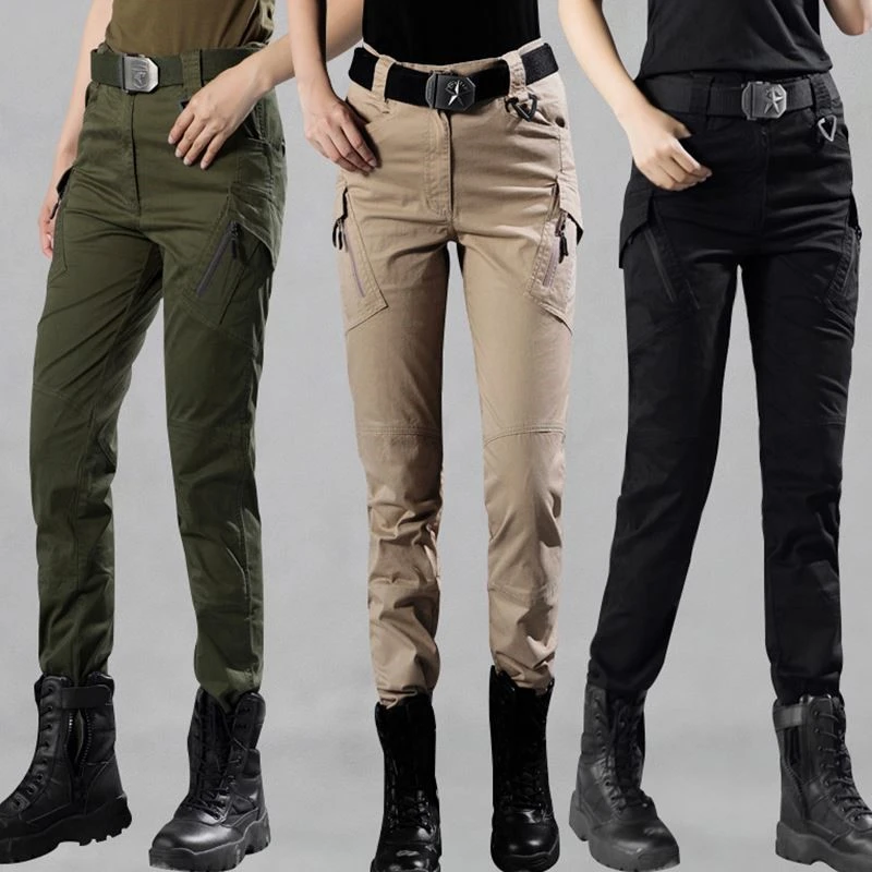 New2021MilitaryFashionSlimmingPantsWomenMultipocketStraight