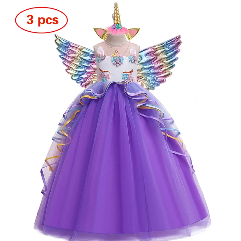 Flower girl Unicorn rainbow wedding party dress girl birthday party Unicorn role dance performance dress Flower girl Unicorn rainbow wedding party dress girl birthday party Unicorn role dance performance dress