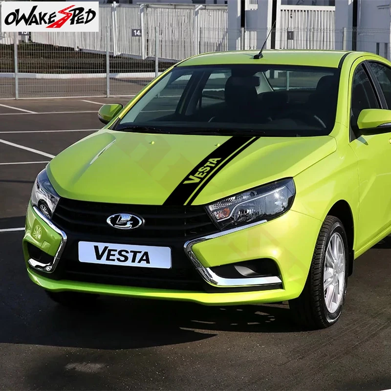 

Car Styling Sport Stripes Sticker Auto Hood Cover Engine Bonnet Decor Stickers Vinyl Body Decals For Lada Vesta Accessories