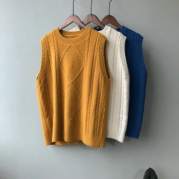 

Round Neck Solid Color Knit Vest Women Loose Sleeveless Vest