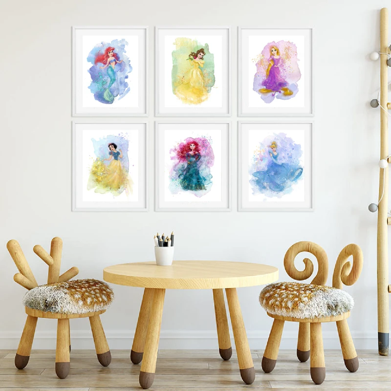 Impresion De Arte De La Pared De La Princesa Rapunzel Elsa Belle