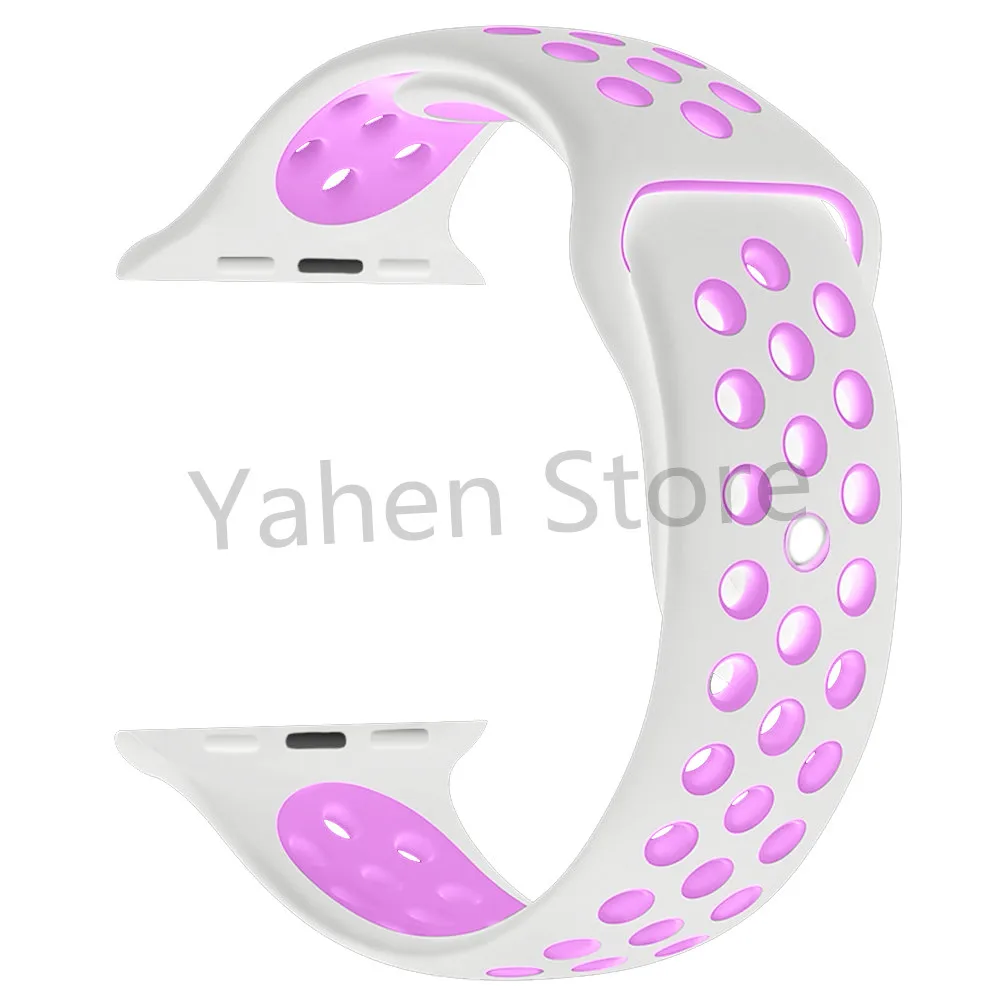 A3 white purple Силиконовый спортивный ремешок для iwo 8 11 12 6 7 сменный ремешок для часов 40 мм 44 мм для iwo8 iwo11 iwo12(не включает часы - Цвет: A3 white purple