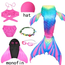 人魚の衣装子供女の子人魚の尾とフィン水着ビキニ水着子供人魚の尾スーツドレス女の子とフリッパー(China)