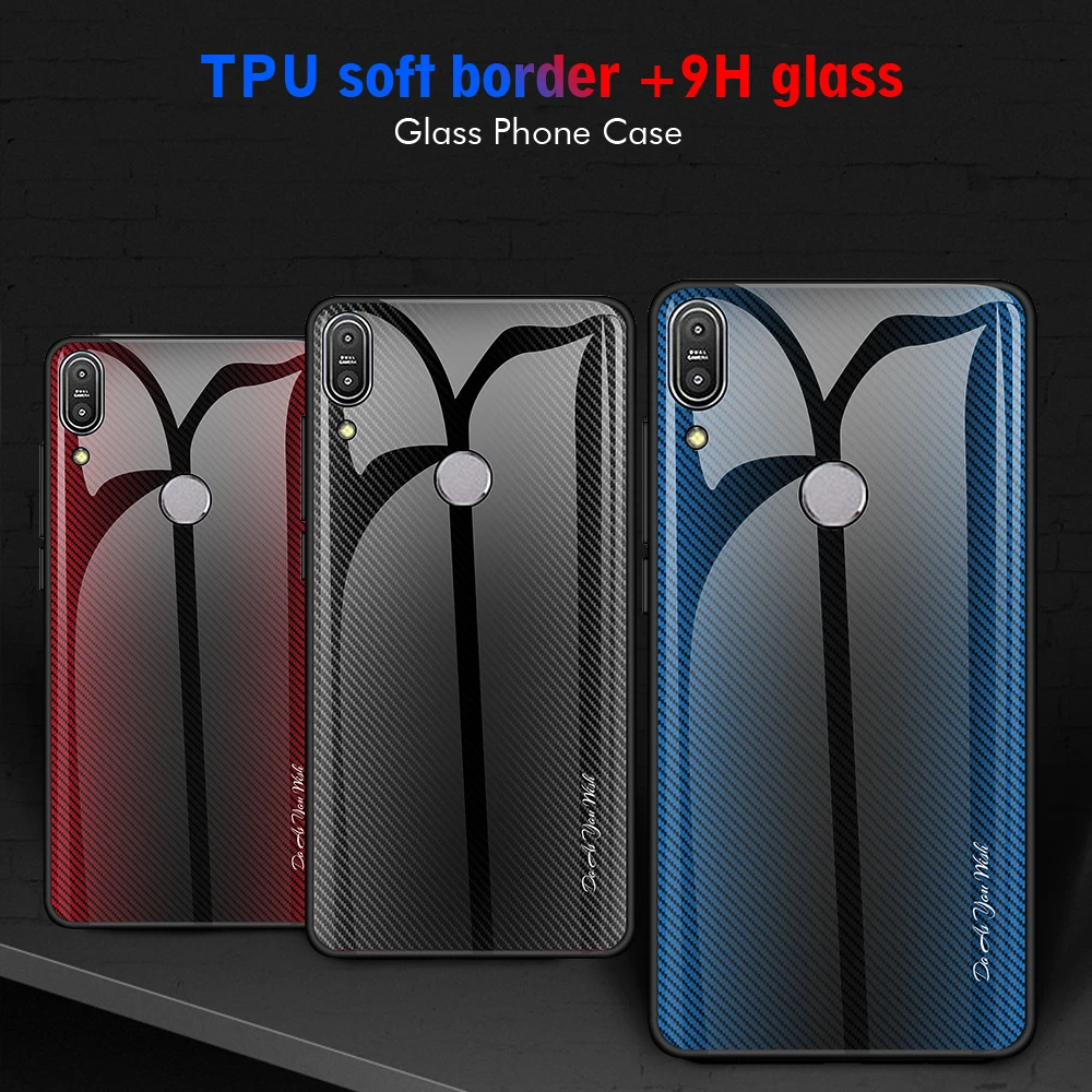 

Glass Phone Back Protective Case For ASUS Zenfone Max Pro M2 ZB631KL M1 ZB601KL/ZB602KL Gradient Tempered Glass Cases