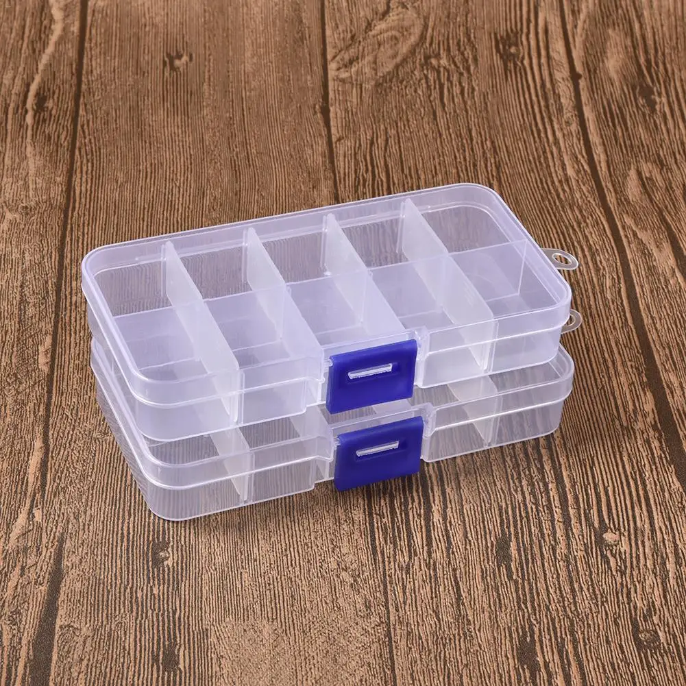 2pcs Detachable Plastic Boxes Clear Plastic Screw Box 10 Grid Storage