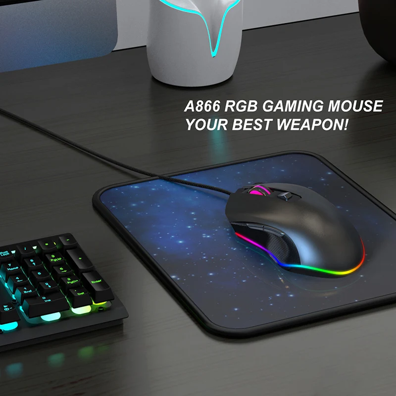 Проводная светящаяся игровая мышь USB оптическая компьютерная мышь 7 программируемая кнопка OD889