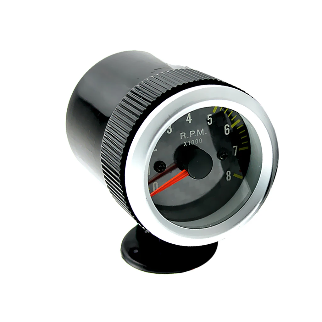 

1 Pcs 2' 52mm LED Tacho Gauge Tachometer Carbon Fiber Face Yellow LED 0-8000 RPM For 12V Petrol Vehicles