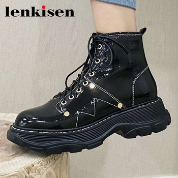 

Lenkisen 2020 new arrival winter shoes round toe thick bottom keep warm Korean street handsome girls daily wear ankle boots L03