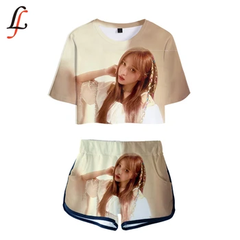 

Summer Sexy EXID Two Piece Set Short Sleeve Short Tops +Middle Waist Shorts Suits Fitness Combinaison Harajuku EXID 3D Suit