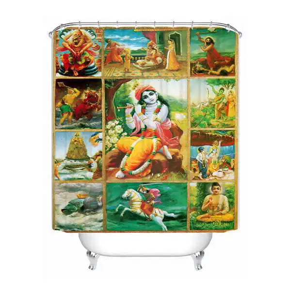 Shower Curtain Пользовательские водонепроницаемые занавески для душа индийские боги печатные ванная комната декор различных размеров#180324-01-13 - Цвет: Shower Curtain