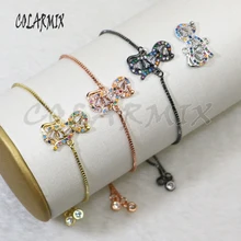 10 шт браслеты в виде животных аксессуары радужные Кристальные браслеты с собаками браслеты с подвесками циркониевые аксессуары соединители браслеты для женщин 5702