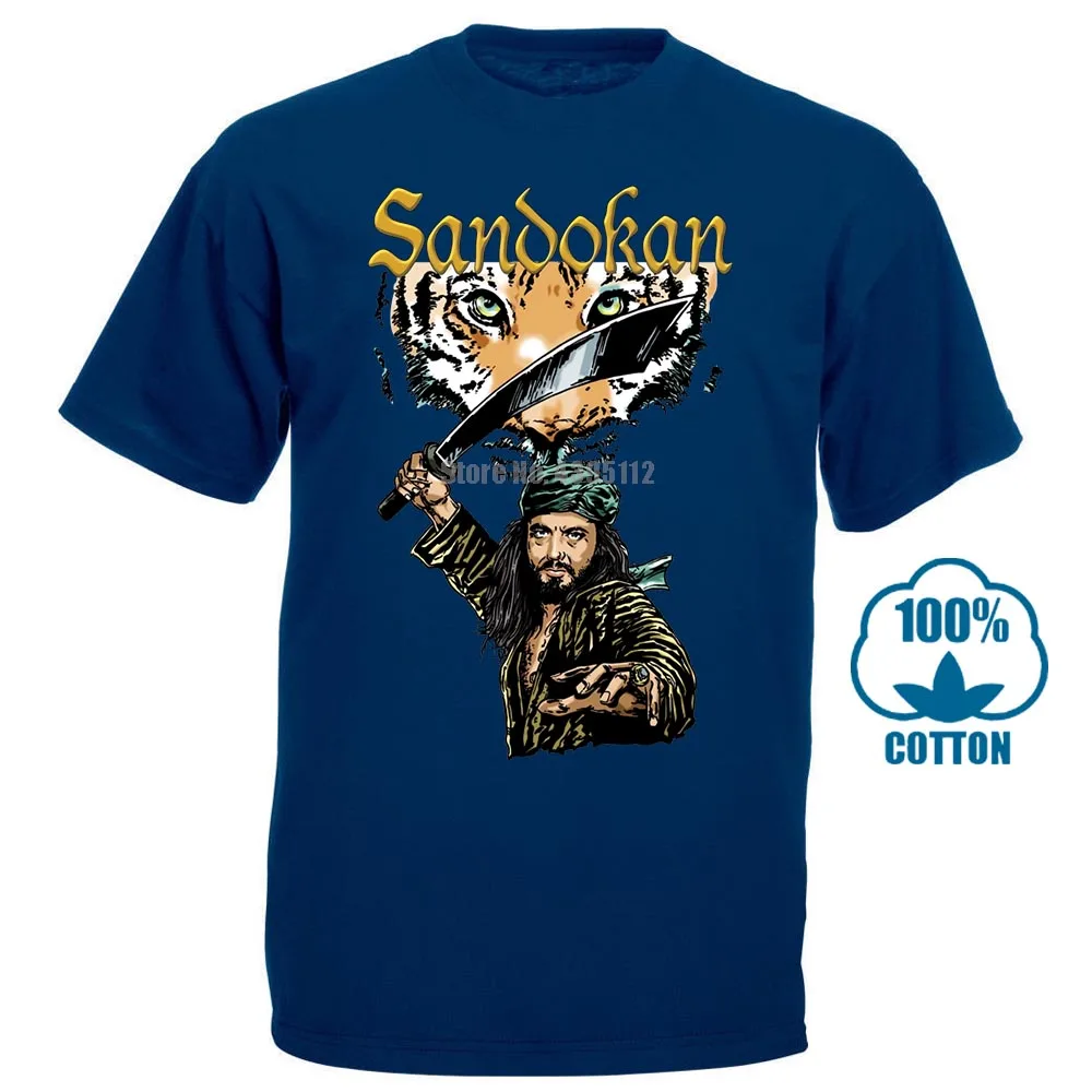 Тёмно-синий Лидер продаж, модная Футболка Maglia Maglietta, Uomo Donna, винтажная, Sandokan, аниме, повседневная одежда - Цвет: Тёмно-синий