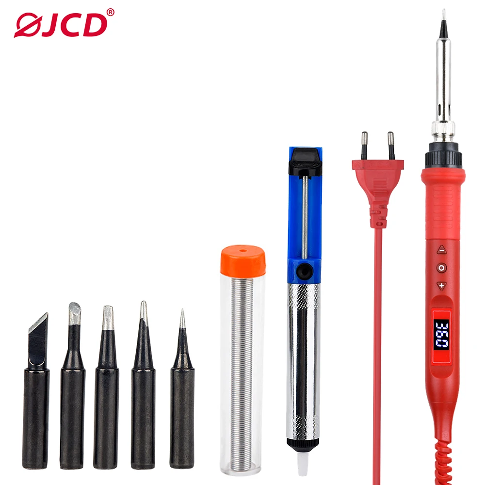 JCD 80W Electric Soldering Iron 908U 220V Adjustable Temperature Solder iron With Quality Soldering Iron Tips kits Welding Tools