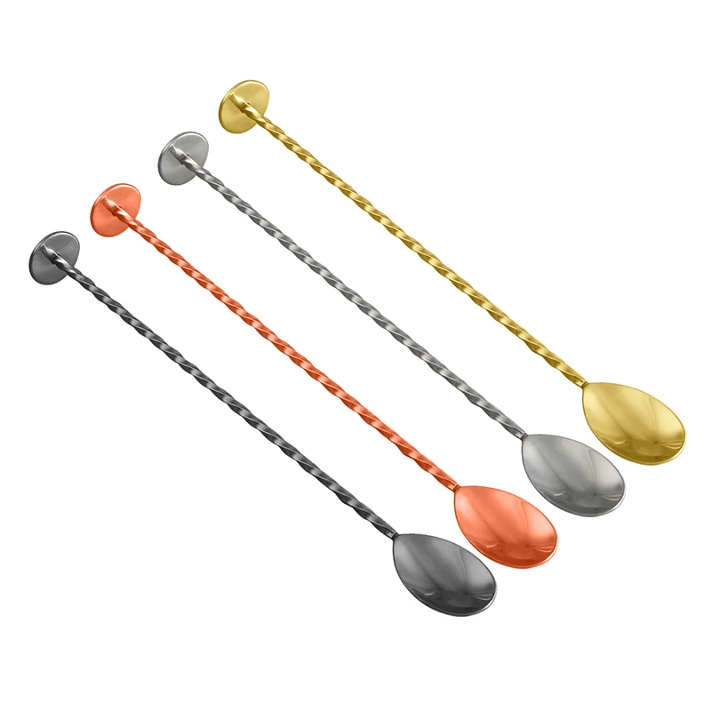 1PCS Stainless Steel Bar Spoon Cocktail Mixing Spoon Masher Muddler Cocktail Twist Stirrer Drink Mixer-25cm