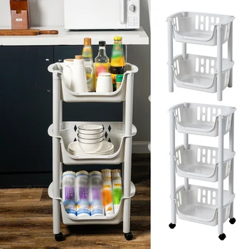 

2/3/4 Layer Gap Storage Rack Bathroom Slim Slide Tower Assemble Plastic Shelf Space Saving Organizer Kitchen Movable Home Tool