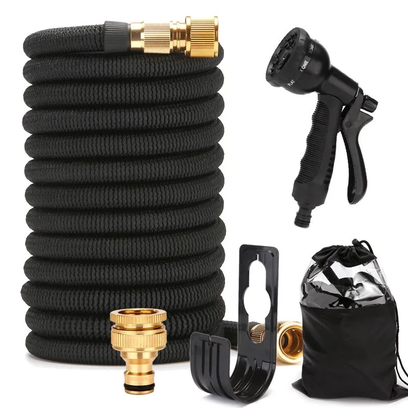 

Expandable Hose Pipes Flexible Water Hose Anti-Leakage with 8 Function Spray Nozzle Solid Brass Fitting for Gardening