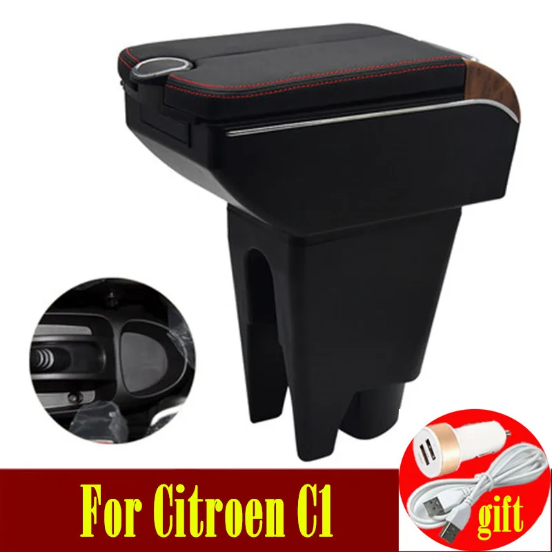 Для Citroen C1 подлокотник коробка двойные двери открыть 7USB центр консоль для