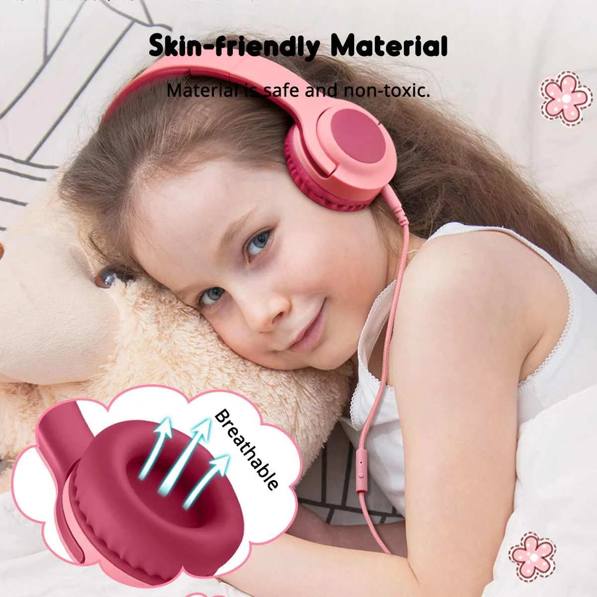 Kids Headphones Over ear Wired Headphones Volume Control Noise Cancelling Earphone Foldable Stereo Headsets With Microphone