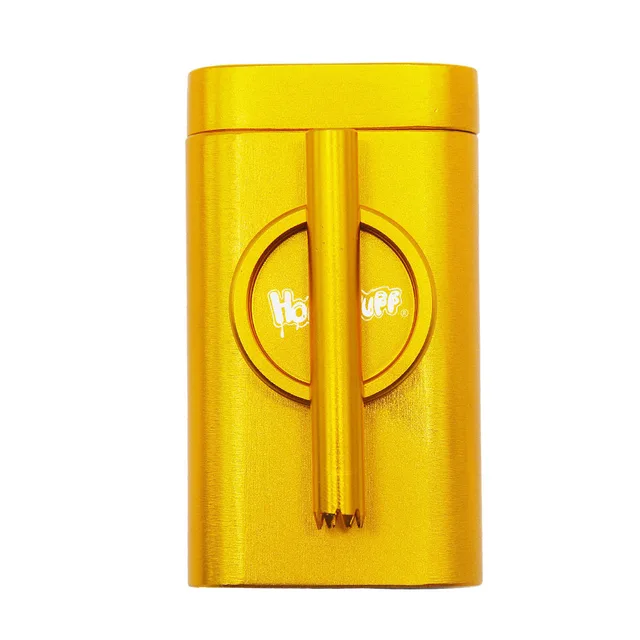 Aluminum Grind Case Pinch Hitter & Grinder Combo Tobacco Grinder Dugout Pipe Case With Storage Room Case Smoking Pipe All In One Gold
