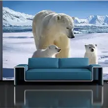 3d обои для комнаты на заказ фотообои нетканые настенные стикеры полярный медведь мать и сын Айсберг 3d картина обои для стен 3d