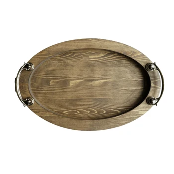 

Japanese Wood Tray Handmade Ellipse Tea Handle Tray Burly-Wood Pallet Cake Table Decoration Teaware Tea Tray