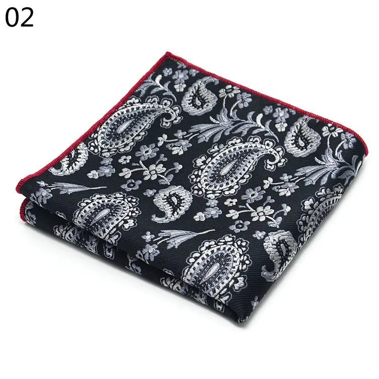Men's Vintage Floral Paisley Silk Handkerchief Pocket Square 25*25CM For Wedding Party Chest Towel