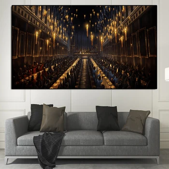 

HD Print The Great Hall Potteres Harries Poster Canvas Painting Movie Poster and Prints Wall Art Pictures for Kids Bedroom Decor