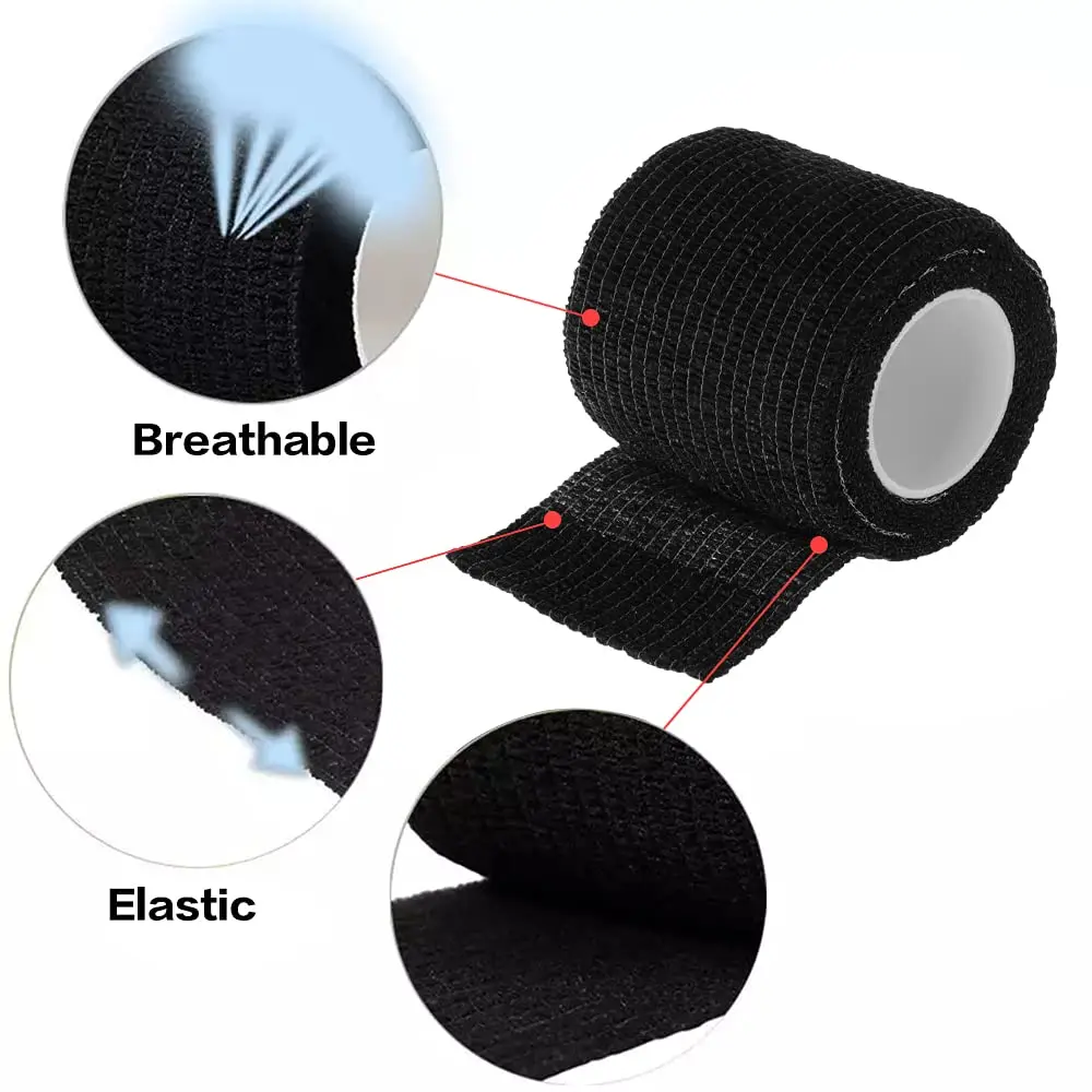 6/12/24/48 PCS Disposable Black Tattoo Grip Cover Wrap Bandage For Tattoo Grip Bandage Machine Tape Tube Accessories