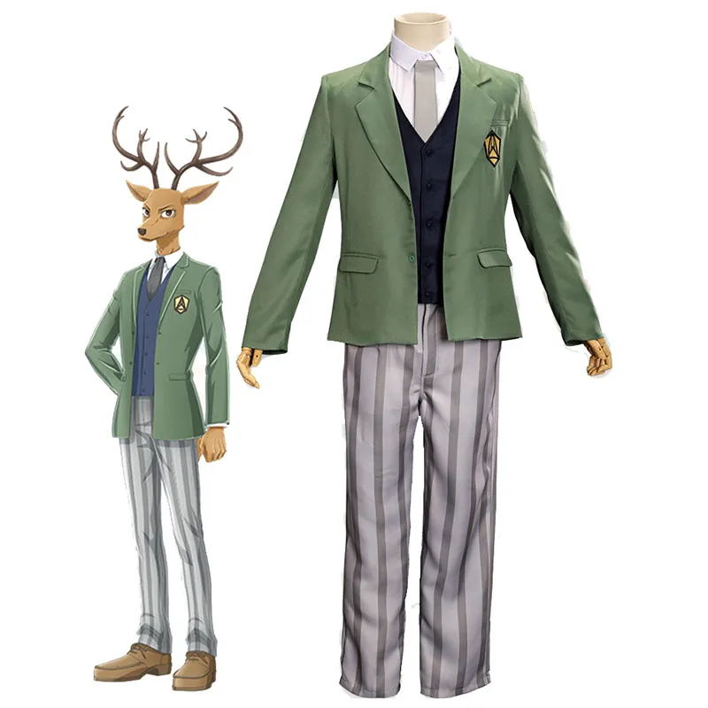 2020 Anime Beastars Costume Deer Louis Suit Set Shirt Vest Pants Tie Wolf Legoshi Mask School Uniform Halloween Cosplay Props |
