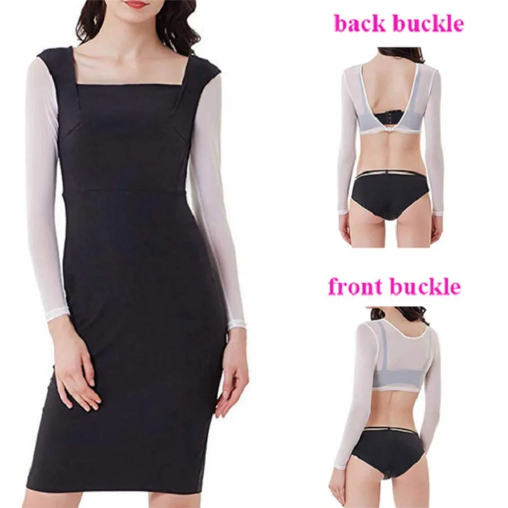 Invisible Seamless Arm Shaper T-Shirt Compression Mesh Chest Slim Upper Top Black White Fresh Blue Color