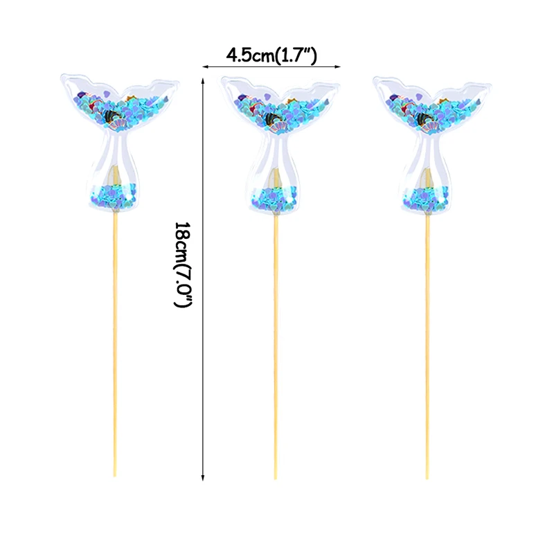 Корона Русалка торт Топпер рыбий хвост ракушка флажки для торта Детские сувениры торт украшение детский день Вечеринка день рождения десерт украшения - Цвет: 3pcs Cake Topper