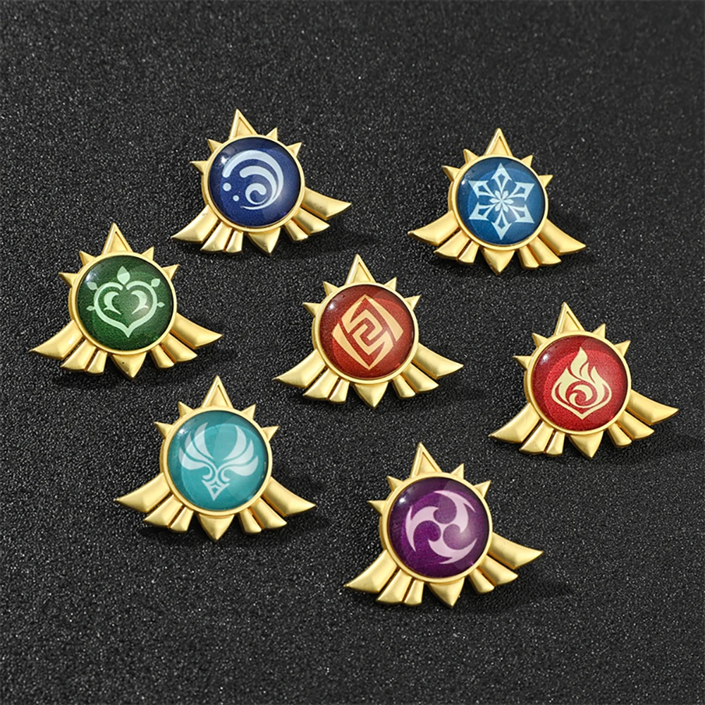 Creative Game Genshin Impact Account Metal Pin Lapel Badges Brooch Luminous  7 Element Weapons Eye Of Original God Genshin Broche|Brooches| - AliExpress
