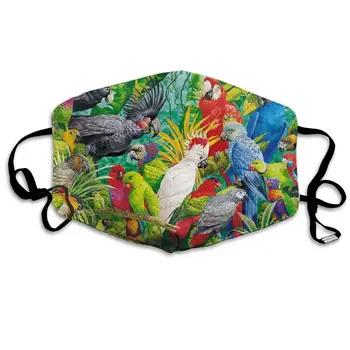

Unisex Print Mouth Mask - Parrots Paradise Funny Illustration Polyester Anti-dust Mouth-Muffle - Fashion Washed Reusable Face