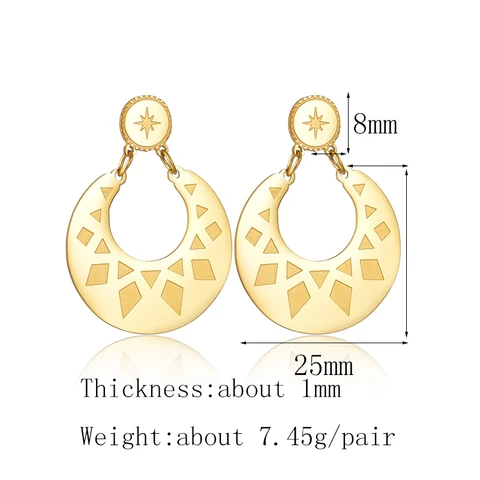Novel Stainless Steel Moon Octagonal Star Hoop Earrings Gold Irregular Stud Earrings For Women Grils Jewelry Gift Brincos