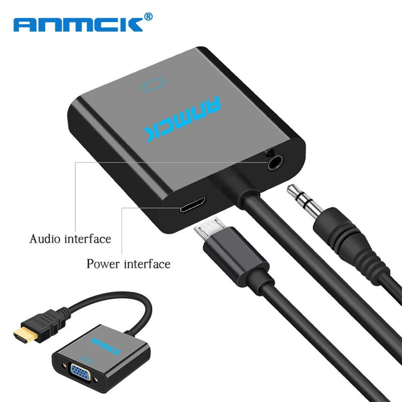 

Anmck HDMI to VGA Adapter Male To Famale Converter Adapter 1080P Digital to Analog Video Audio For PC Laptop Tablet