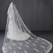 Два яруса кружева Соборная свадебная фата белая слоновая кость винтажные кружевные свадебные фаты для невест