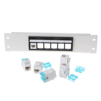 

RJ45 CAT6 6 Ports Patch Panel Frame With RJ45 Keyston Module Jack Connector U4LD