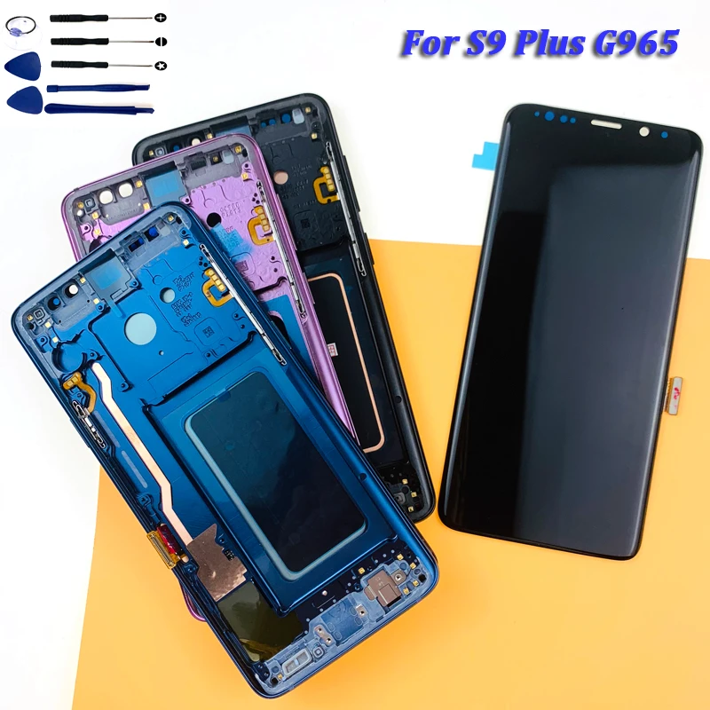 Супер AMOLED lcd для samsung S9 G960 PLUS G965 дисплей ЖК экран сенсорный дигитайзер