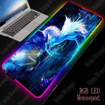 

XGZ Horse Gaming Animal Mouse Pad RGB Large Gamer Mousepad USB LED Lighting Backlit Computer Mat Keyboard Desk Table