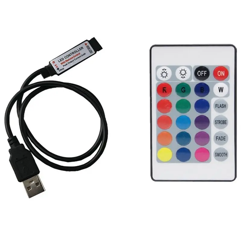 1Pc5V мини USB интерфейс 24 ключа RGB беспроводной пульт дистанционного управления для RGB светодиодные ленты
