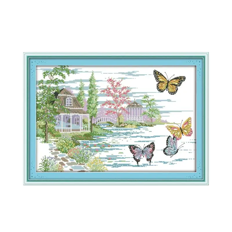 Набор для вышивки крестиком The butterfly estate 14ct 11ct холстом ручная работа сделай сам |