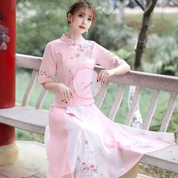

2020 popular chinese ancient traditional hanfu women modern hanbok top and skirt party dress cosplay