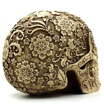 

Large Brown Skull Head Collectible Figurine Statue Decor for Day of the Dead / Halloween