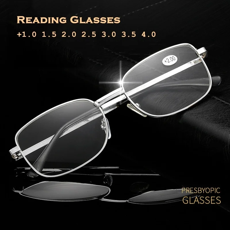 New Crystal glass Lense Reading Glasses Men Women Spring Hinge Anti-scratch Metal Frame Readers Eyeglasses With Box 1.5 2.5 | Аксессуары