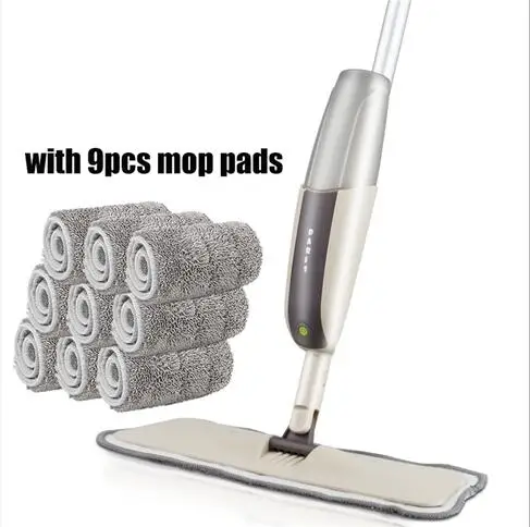 one mop 9 mop cloth Spray Floor Mop with Reusable Microfiber Pads 360 Degree Handle Mop for Home Kitchen Laminate Wood Ceramic Tiles Floor Cleaning - Color: one mop 9 mop cloth