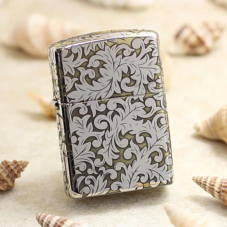 

Genuine Zippo oil lighter copper windproof 3D Carved vines cigarette Kerosene lighters Gift With anti-counterfeiting code